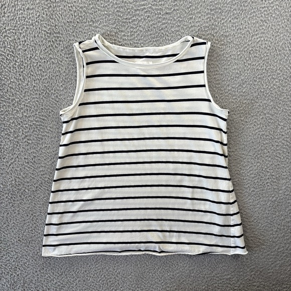 Labo.Art Tank Top Womens 0 Black & White Striped Cotton Artsy Minimalist - Picture 1 of 10